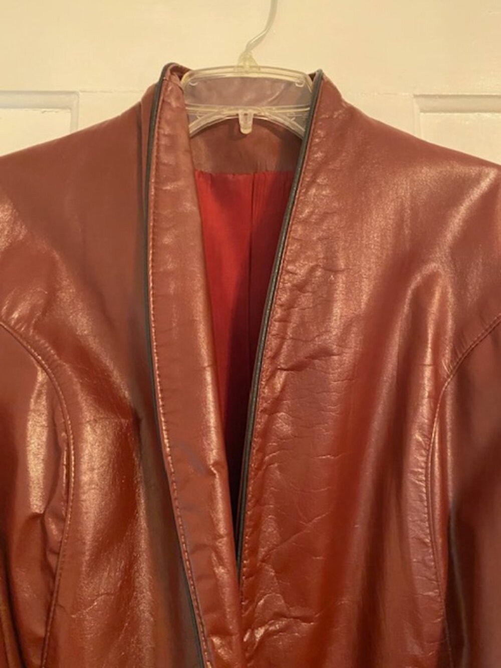 Vintage Leather Trench Coat - Burgandy